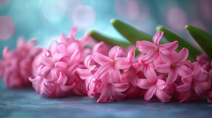 Fototapeta premium AI generator image of pink hyacinths , light background, blurred background, photography,