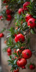 AI generator image of pomegranate tree, symbolizing the delicate balance and beauty of nature 