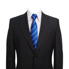 Men black Suit with blue striped tie, formal photo or passport photo suit template
