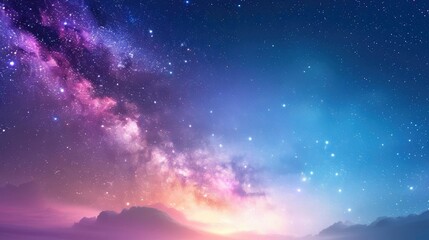 Star-filled night sky with colorful cosmic clouds, ethereal and expansive space background