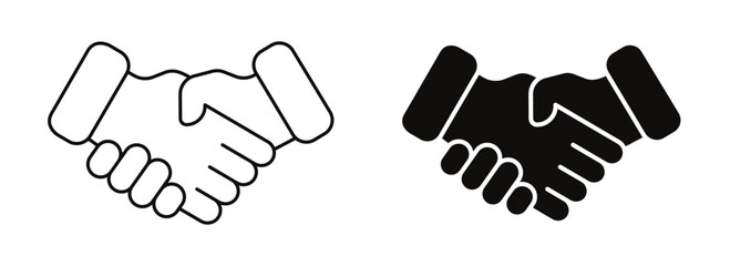 Business handshake icon set isolated on white. Contract agreement line symbol in flat style. Simple partnership sign in black Modern flat vector illustration for graphic design, Web, UI, mobile app