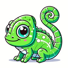 Fototapeta premium cute chameleon cartoon vector icon illustration