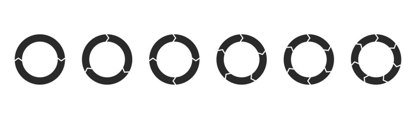 Rotation arrows in circular motion. Circle arrow combinations. Set of circular infographics. Graphic diagram. Design element. Vector illustration isolated on white background.