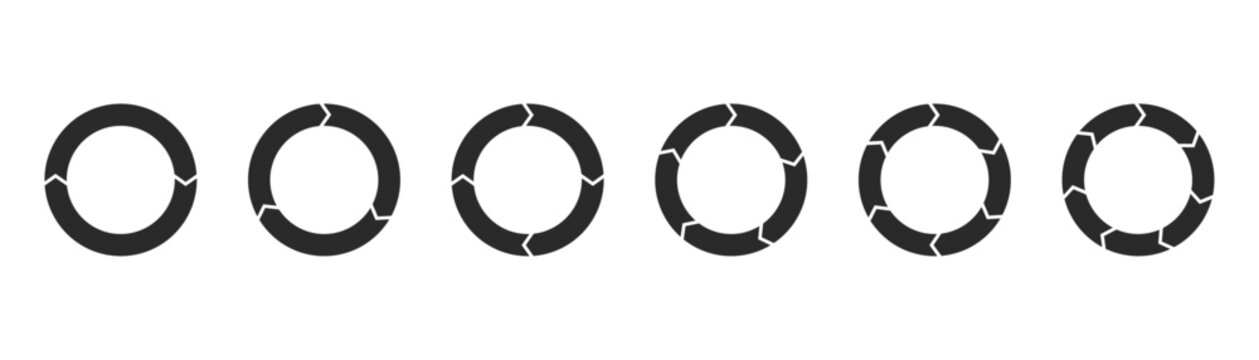 Rotation arrows in circular motion. Circle arrow combinations. Set of circular infographics. Graphic diagram. Design element. Vector illustration isolated on white background.