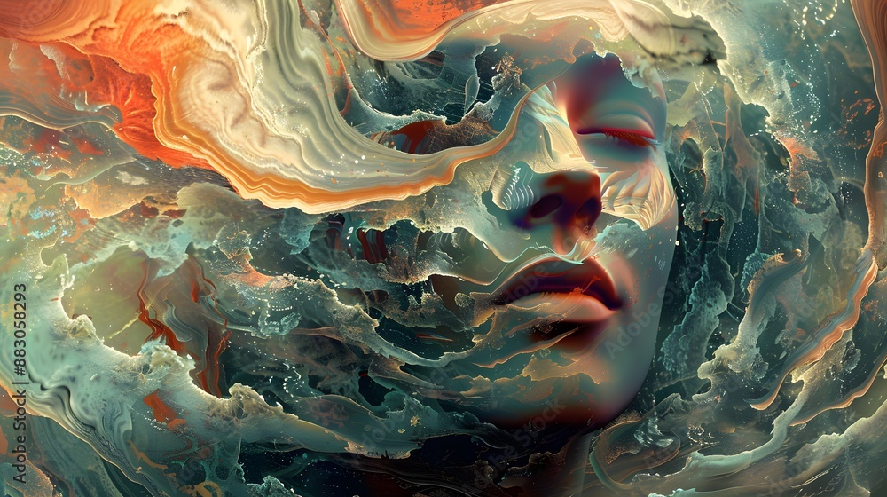 Aufkleber a surreal depiction of pitch shift effects, where audio signals twist and morph in frequency without