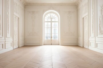 Fototapeta premium Contemporary Elegance Classical Details in White and Wood.jpeg