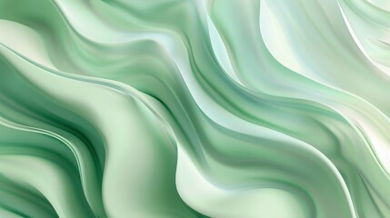 Obraz premium Flowing green waves and metallic gloss art illustration