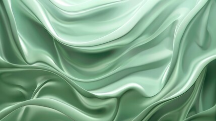 Obraz premium Flowing green waves and metallic gloss art illustration