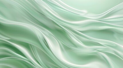 Obraz premium Flowing green waves and metallic gloss art illustration