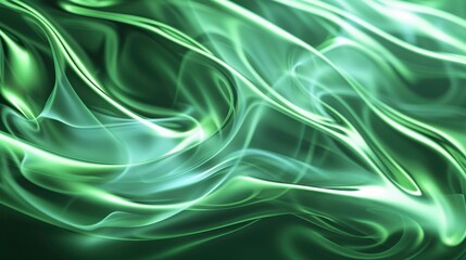 Obraz premium Flowing green waves and metallic gloss art illustration