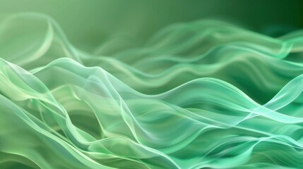 Obraz premium Flowing green waves and metallic gloss art illustration