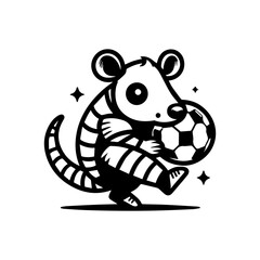 cute Armadillo logo design playing football