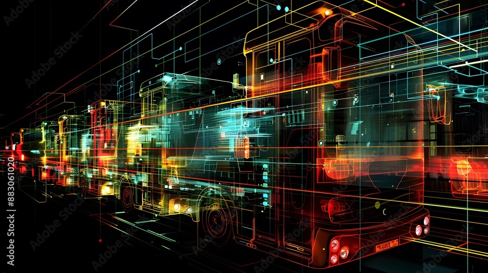Poster a conceptual diagram depicting bussing techniques, with audio signals grouped and routed through com