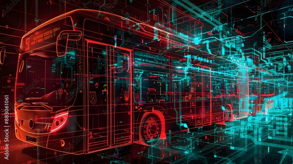 Poster a conceptual diagram depicting bussing techniques, with audio signals grouped and routed through com