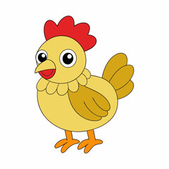 Hen cartoon vector on a white background