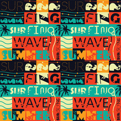 Abstract pattern on the theme of surfing in bright colors pattern for packaging notepad poster flyer vector drawing design element