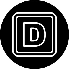 D Capital Alphabet Vector Line White Circle Black
