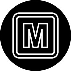M Capital Alphabet Vector Line White Circle Black