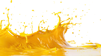 splash of yellow liquid on a transparent background