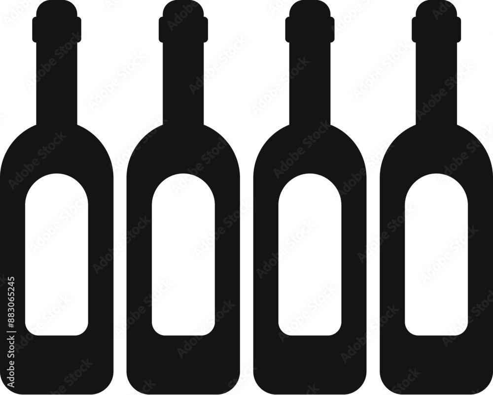 Poster four wine bottles are standing in a row, creating a simple and elegant visual