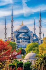 Obraz premium Explore the cultural treasures of Istanbul, Turkey, from the historic Hagia Sophia and Blue Mosque to the bustling Grand Bazaar.