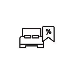 Furniture discount sale icon. Bed vector icon. Bed flat sign design. Bedroom symbol pictogram. Editable icon.