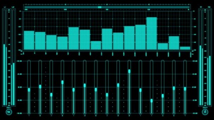 HUD display sound levels mixer animation, audio levels indicators
