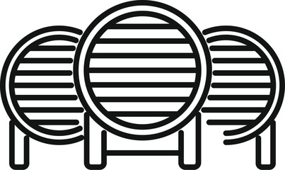 Three wooden barrels are standing in the winery or distillery, waiting for the next harvest of grapes