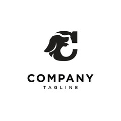 Letter C Dachshund Dog logo icon vector