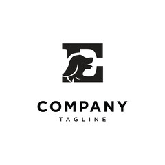 Letter E Dachshund Dog logo icon vector