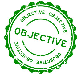 Grunge green objective word round rubber seal stamp on white background