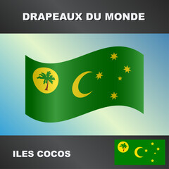 Drapeau ondulé par le vent des iles cocos