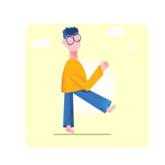 Whimsical Walking Character Illustration in a Minimalistic Style AI
