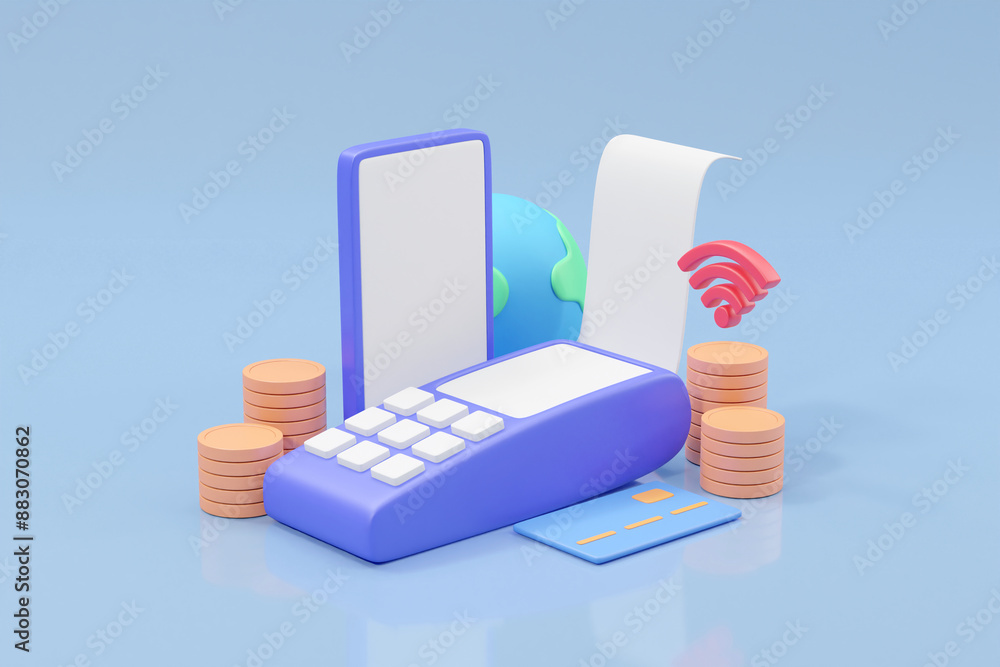 Aufkleber a comprehensive 3d render highlighting the convenience and security of modern payment systems with f