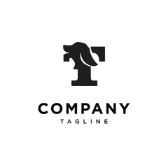 Letter T Dachshund Dog logo icon vector