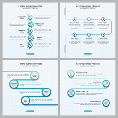 Company Milestone Infographics Bundle/Set with Multiple Steps and Editable Text on a 1:1 ratio layout for Presentation, Booklet, and Social Media Feed.