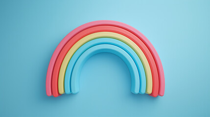Obraz premium A simple and colorful rainbow illustration on a soft blue background, creating a cheerful and uplifting visual effect.