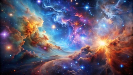 Fototapeta premium Cosmic Nebula with Stars and Clouds.