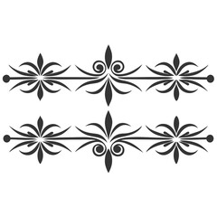 Set  of decorative Divider Line vector silhouette illustration on white background