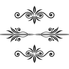 Set  of decorative Divider Line vector silhouette illustration on white background