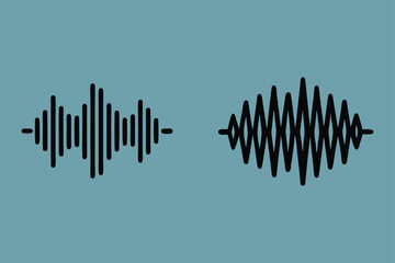 hand drawn doodle audio wave icon set.