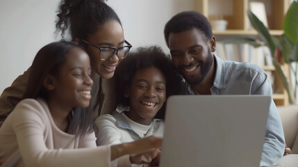 Fototapeta premium Family Sharing Joyful Online Moments