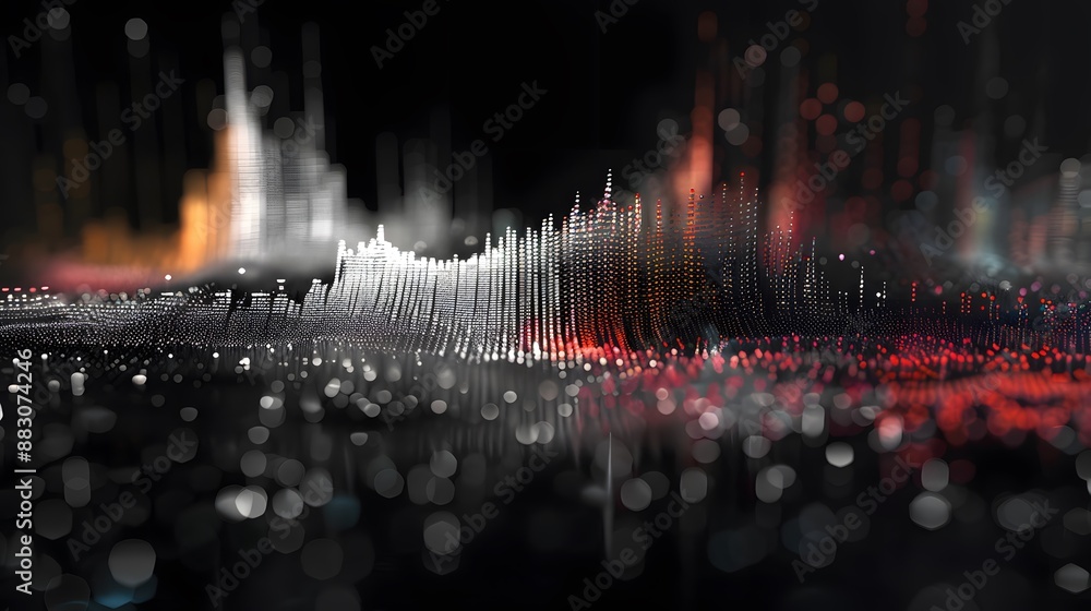 Poster a conceptual visualization of dithering, with subtle noise patterns applied to audio signals in the 