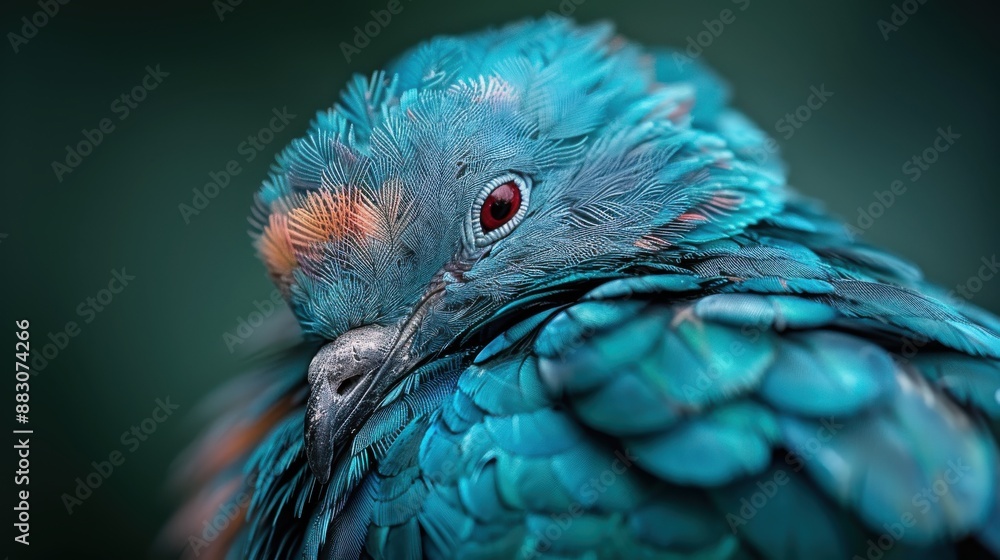 Poster a stunning close-up image of a bird showcasing its intricate and colorful feathers, featuring vibran