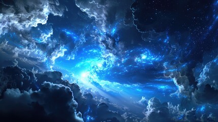 Exotic blue sky wallpaper with extraordinary clouds and atmosphere