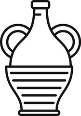Line art illustration of a traditional greek or roman amphora wine jug, perfect for projects related to history, culture, or beverages