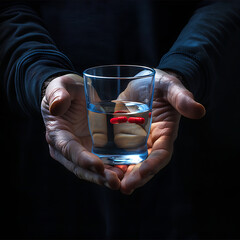 Water and pill drugs. Healthcare and medical concept