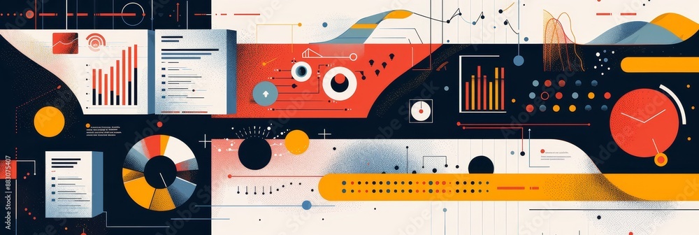 Poster abstract data visualization - abstract illustration of data visualization with charts, graphs, and d