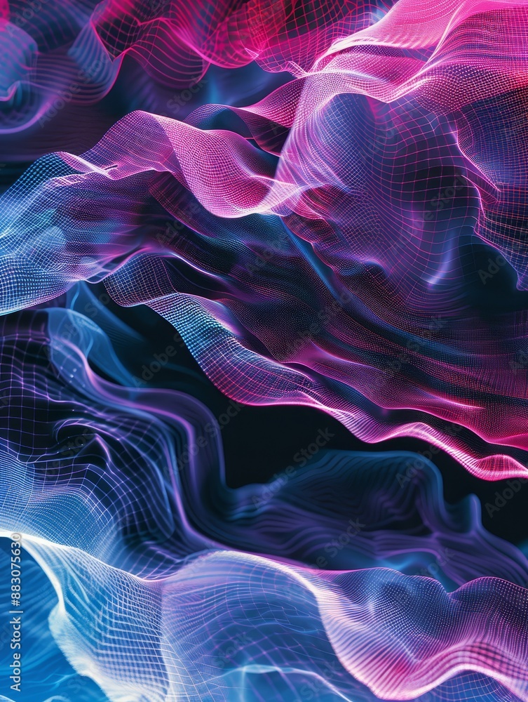 Poster abstract digital art: flowing lines and colors - abstract digital art with flowing lines and vibrant