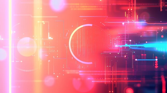 Abstract Digital Background with Red and Blue Lights - Abstract digital background with red and blue lights and glowing lines.